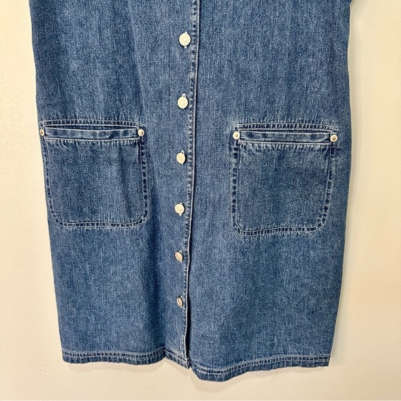 Women’s Denim & Co Denim Button-Down Dress 100% Cotton Blue Vintage Sz Medium - Picture 3 of 12